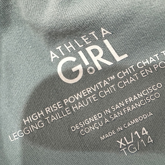 Athleta Girl Leggings XL 14 Youth Set of 2 Green Maroon/Red - Picture 5 of 6